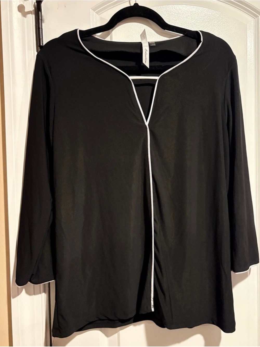 White Trim Cutout Blouse